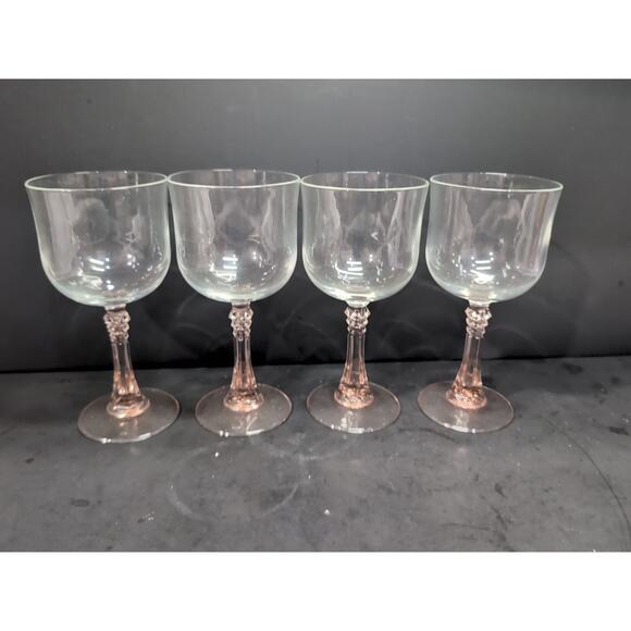 Cristal D'Arques Durand Blush Pink Wine Glasses, French Stemware, Set of 4, 8 Oz - Picture 3 of 9